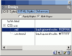 Панель CSS Styles в режиме правки стилей