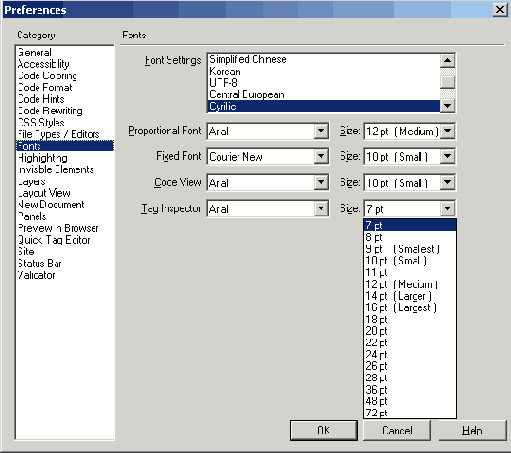  Fonts   Preferences