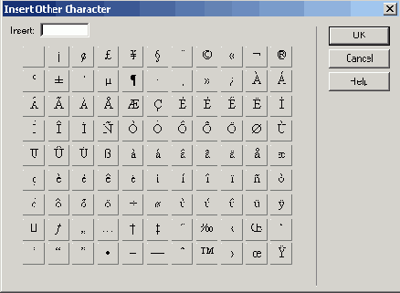   Insert Other Character